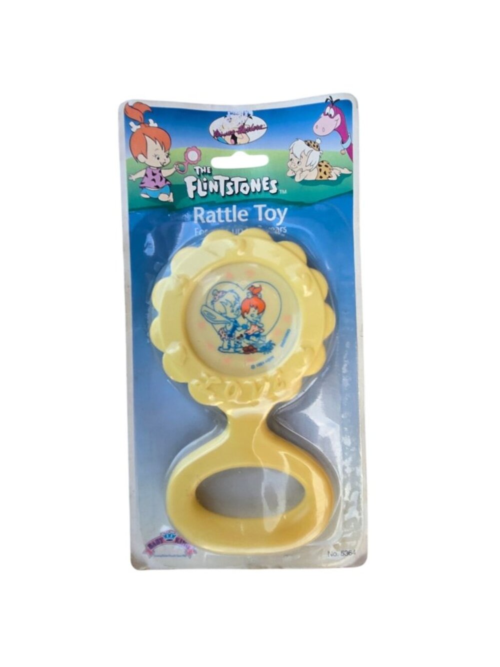 The Flintstones Baby King Yellow Rattle Toy 1994 Hanna Barbera New Sealed NOS